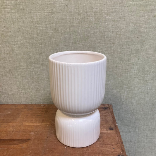 Ceramic Pot - White Pinched Pot